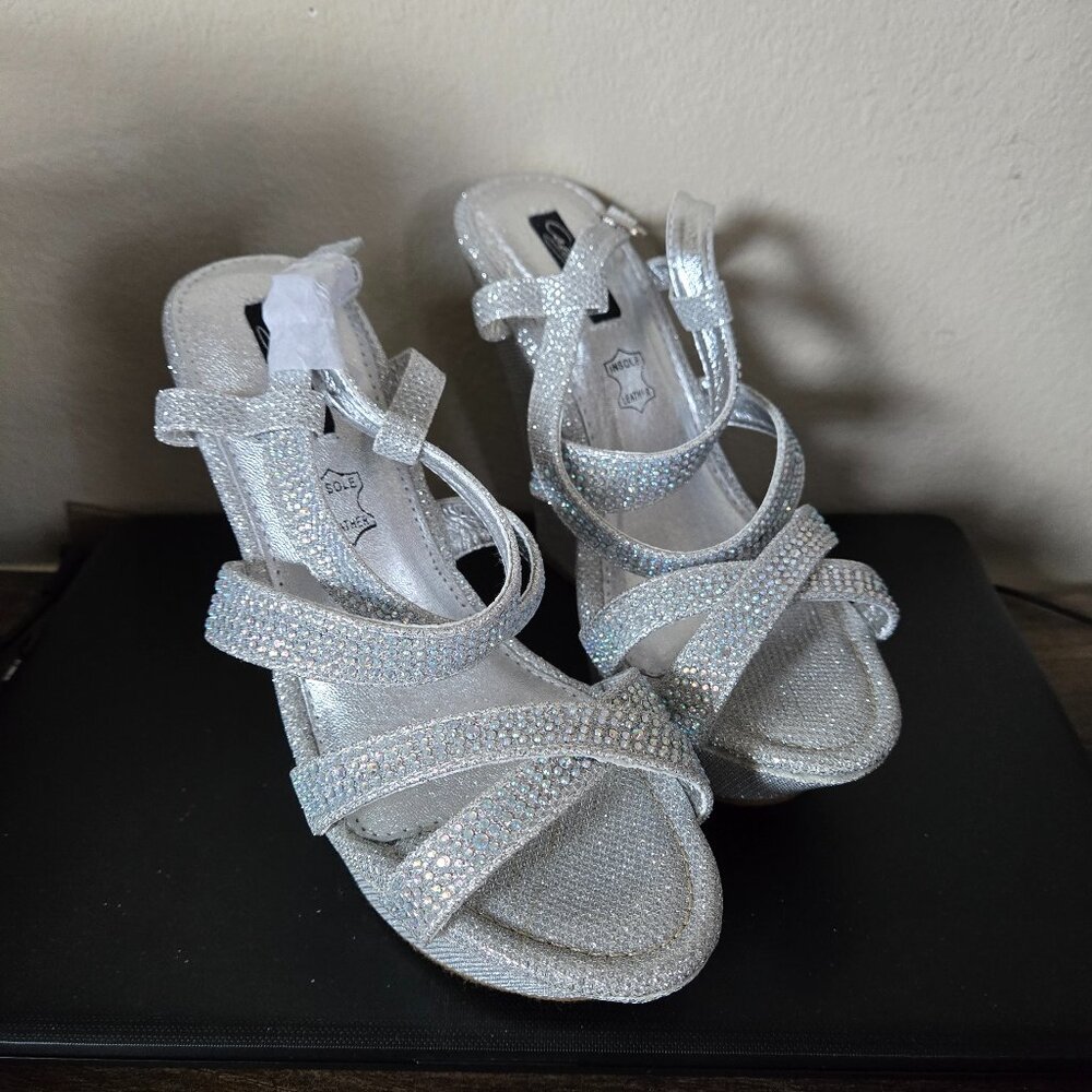 Silver wedge sandals